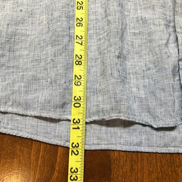 1901 Short Sleeve Blue White 100% Linen Button Down Shirt Men's Size XXL 2XL - Picture 9 of 10